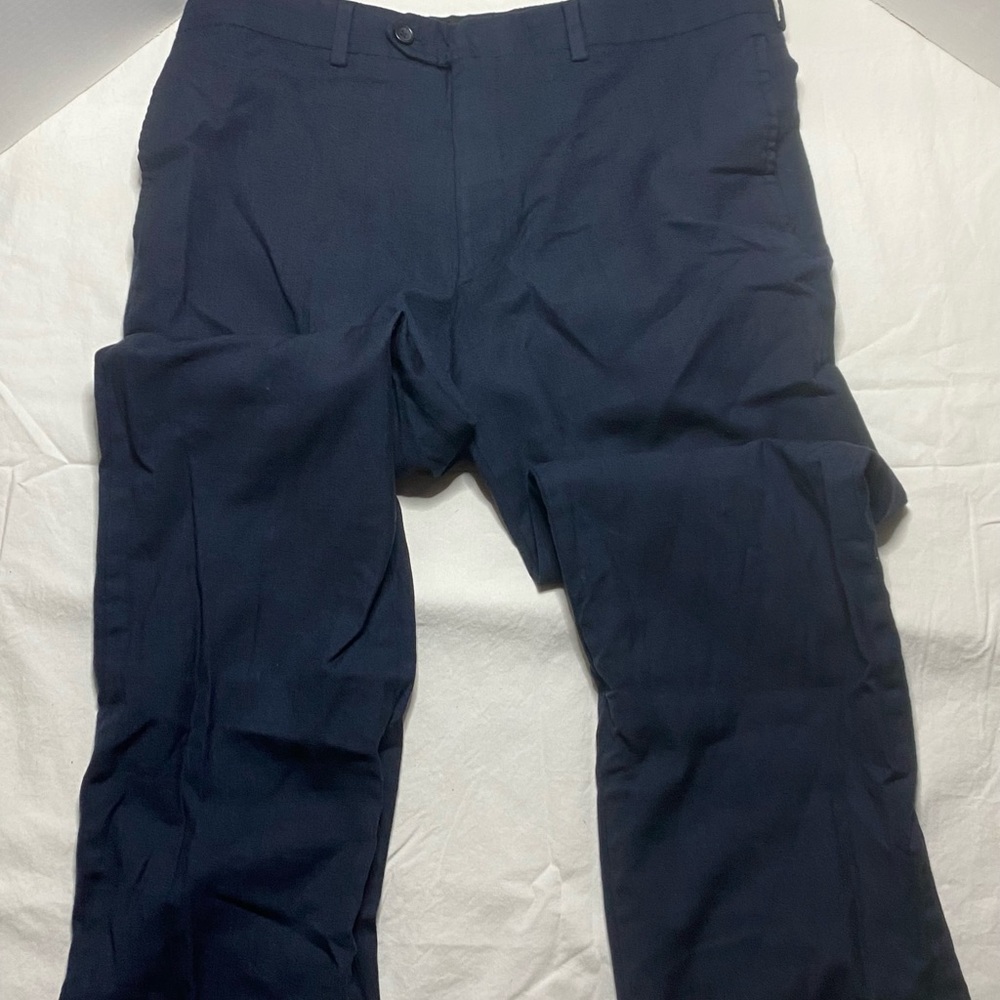 Pronto Oumo Platinum Mens Dress Pants Blue Navy Wool Size 34